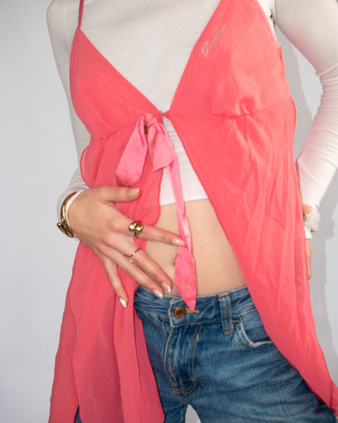 00s Open-Front Sheer Cami Top - S/M