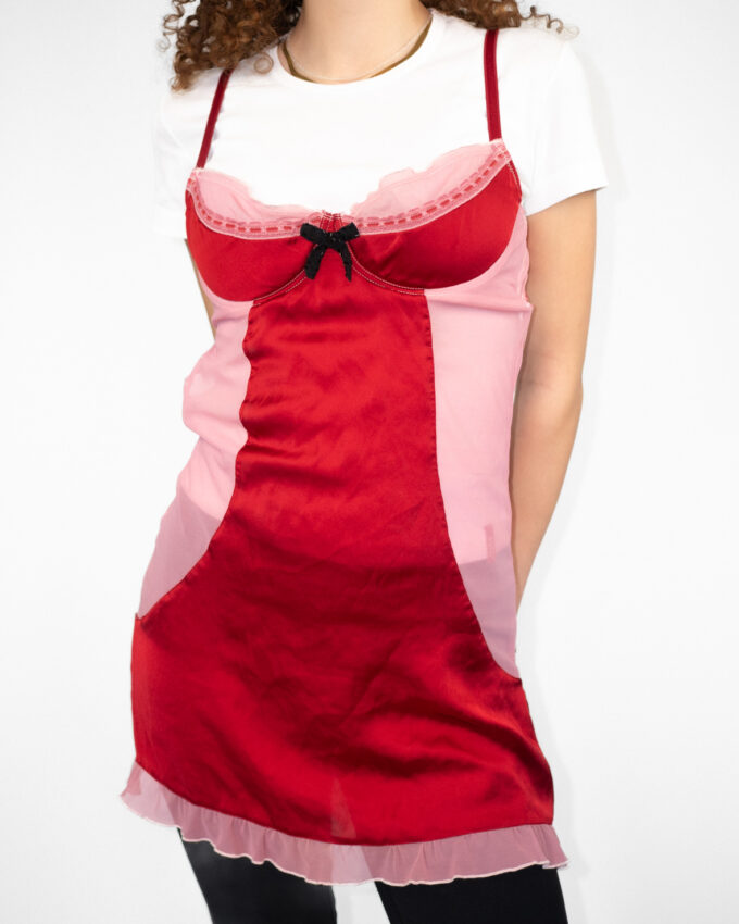 00s Open-Back Cute Corset Top - S