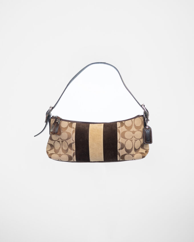00s Vintage Coach Suede Patchwork Baguette Bag