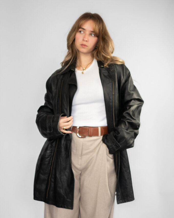 Soft Vintage 90s Leather Short Coat - M/L