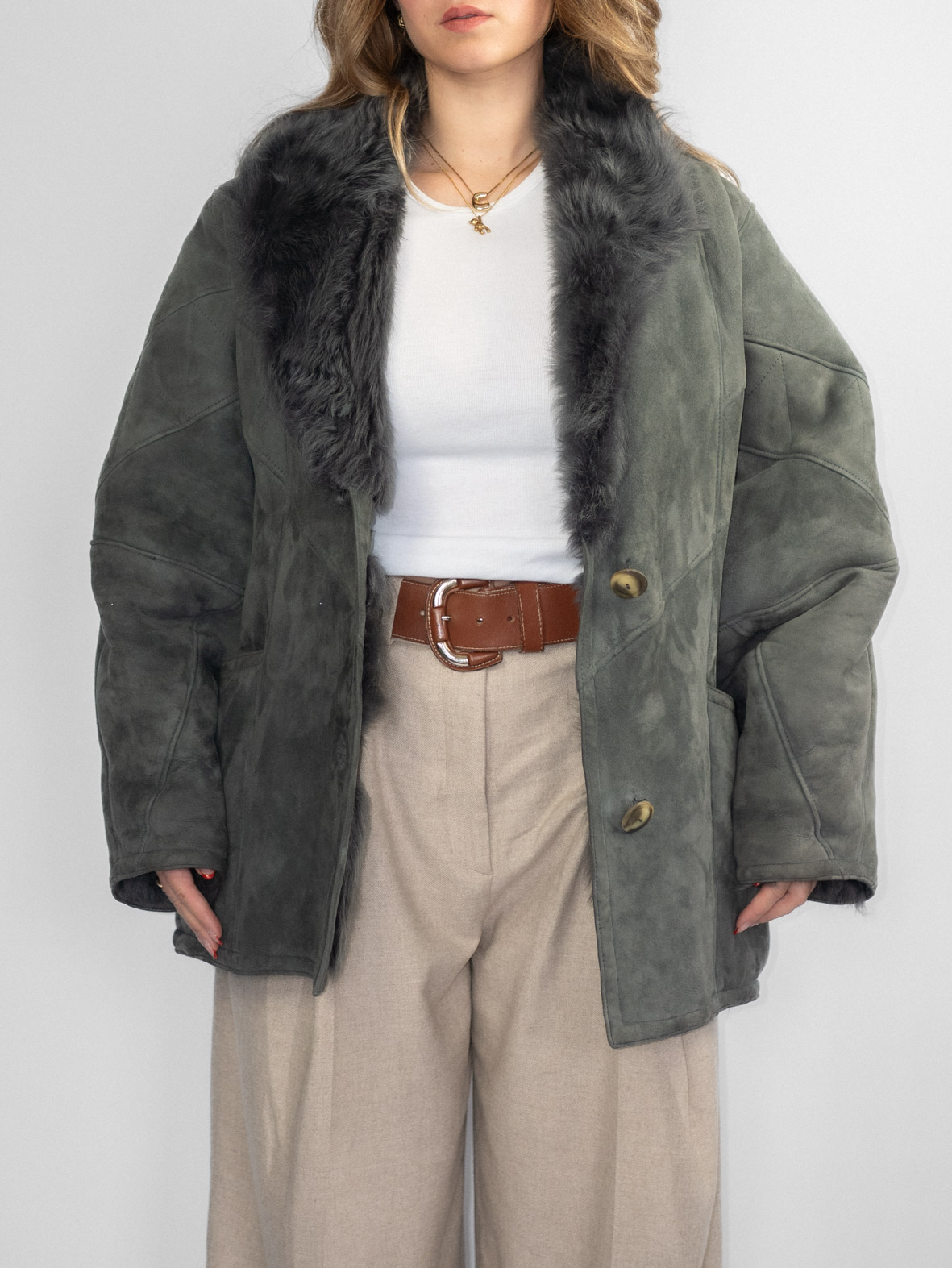 Authentic Premium Vintage 80s Shearling Coat - M - Image 6