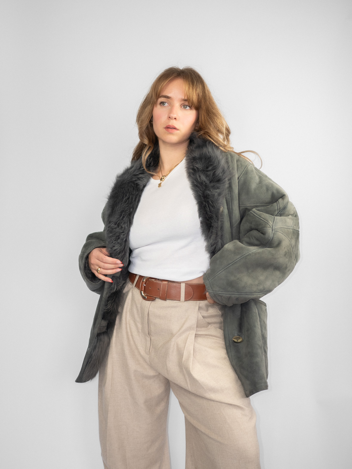Authentic Premium Vintage 80s Shearling Coat - M