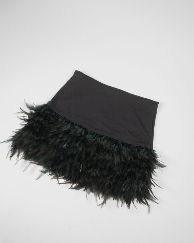 Noir Feather Vintage Mini Skirt - S