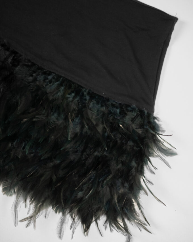 Noir Feather Vintage Mini Skirt - S