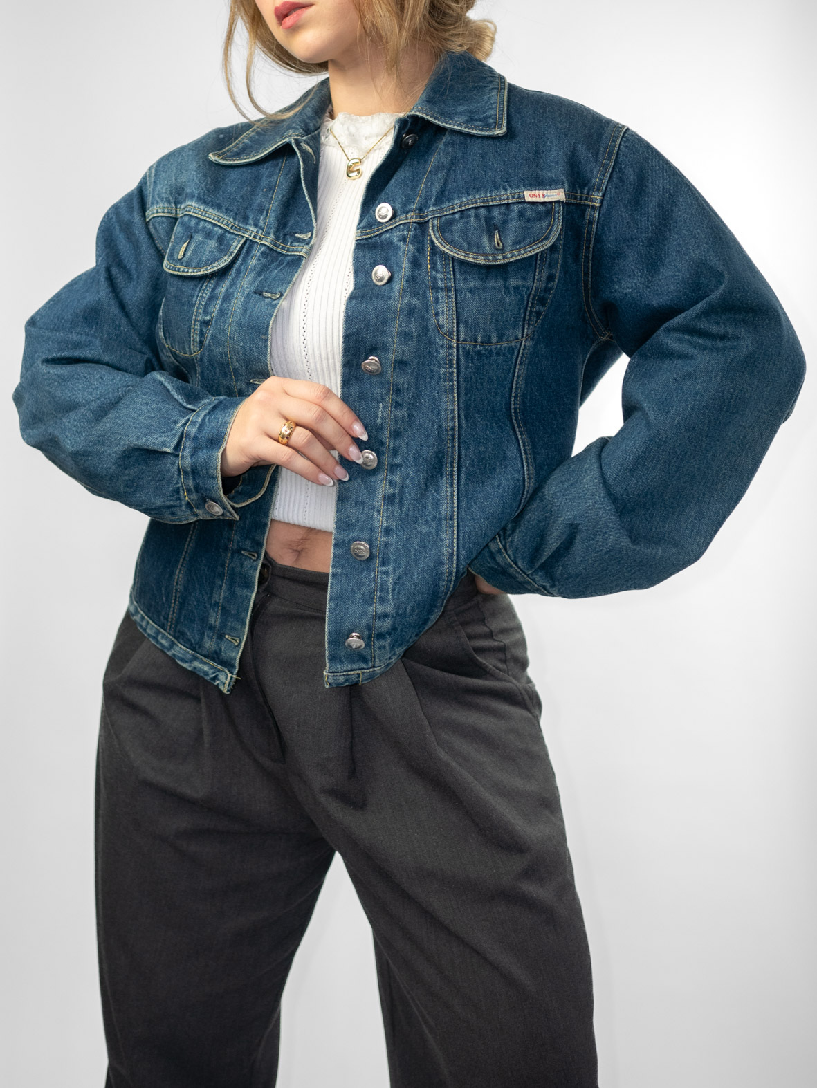 90s Onyx Quilted-Lined Denim Jacket - M - Image 13
