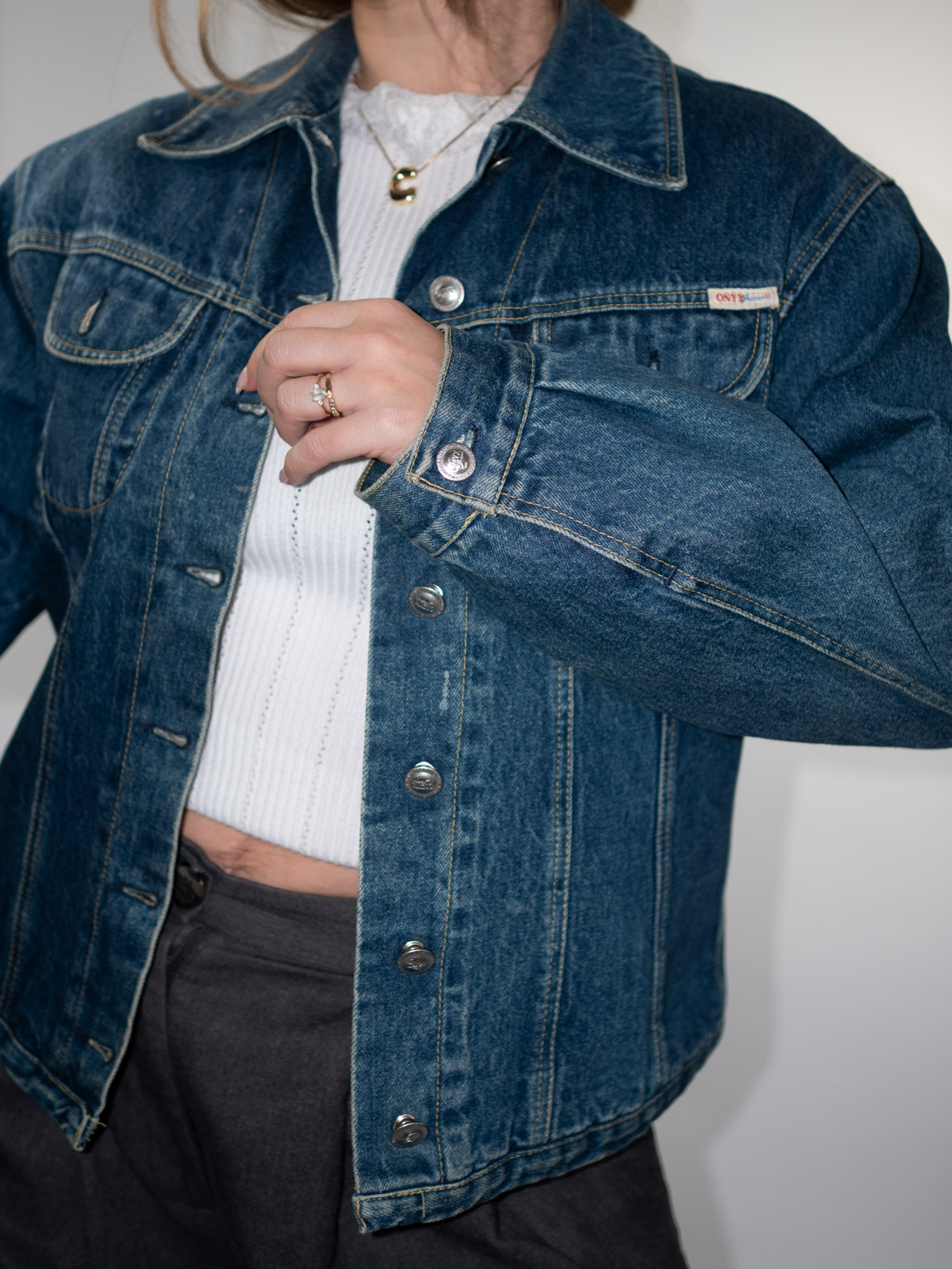90s Onyx Quilted-Lined Denim Jacket - M - Image 7