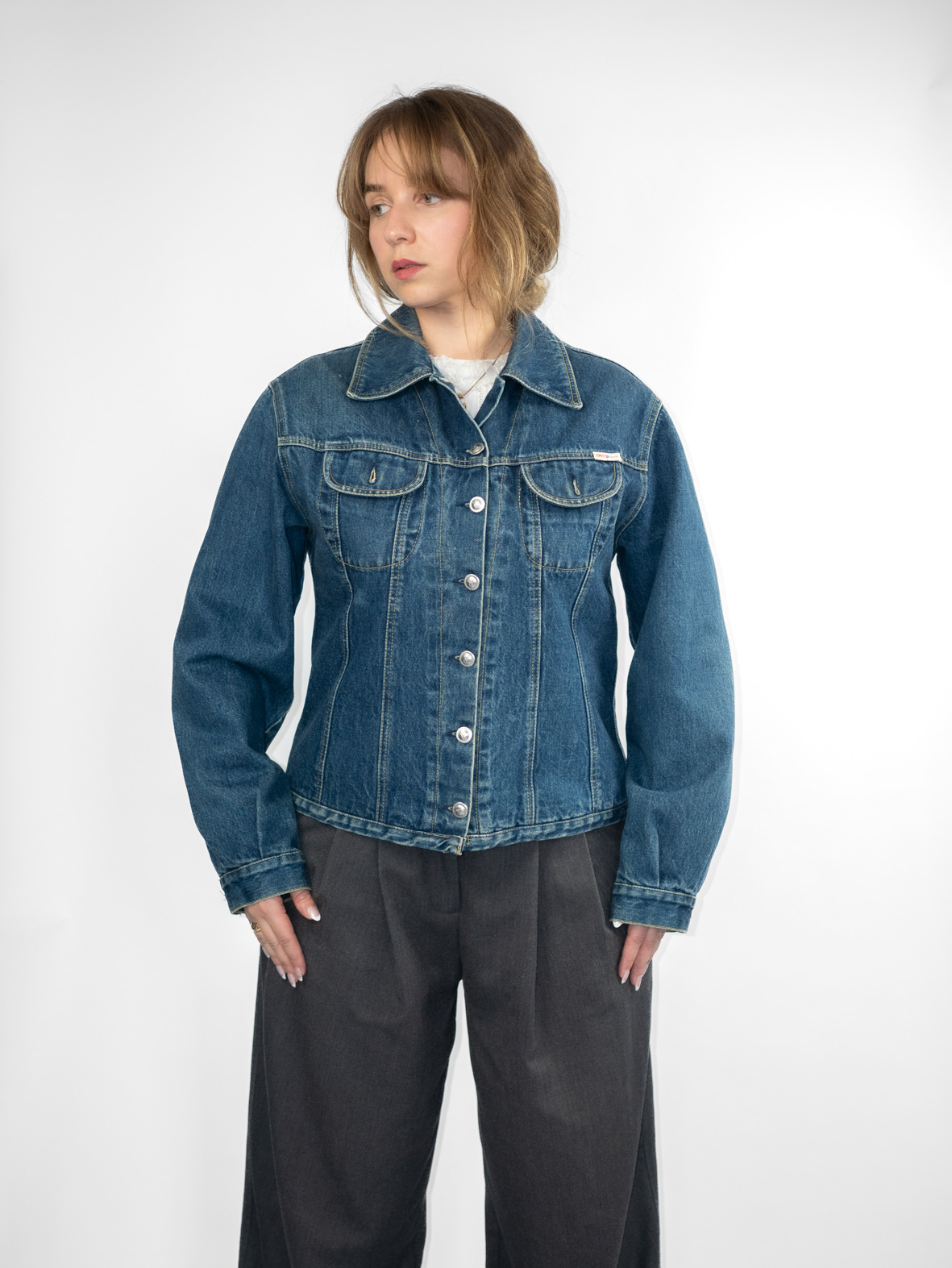 90s Onyx Quilted-Lined Denim Jacket - M