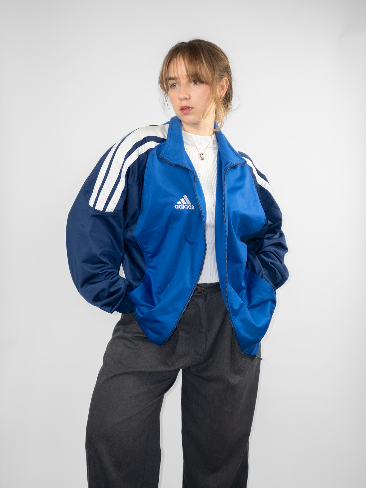 Oversized 00s Adidas Blue Track Jacket - L/XL - Image 7