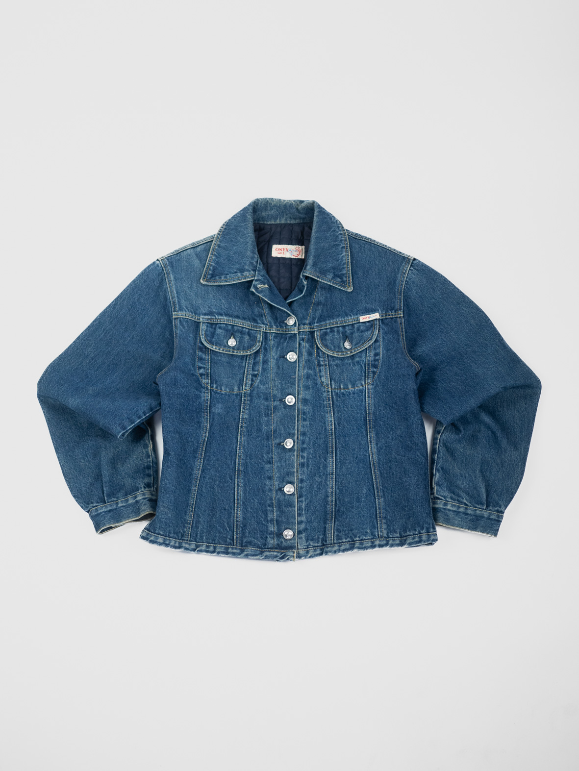 90s Onyx Quilted-Lined Denim Jacket - M - Image 2