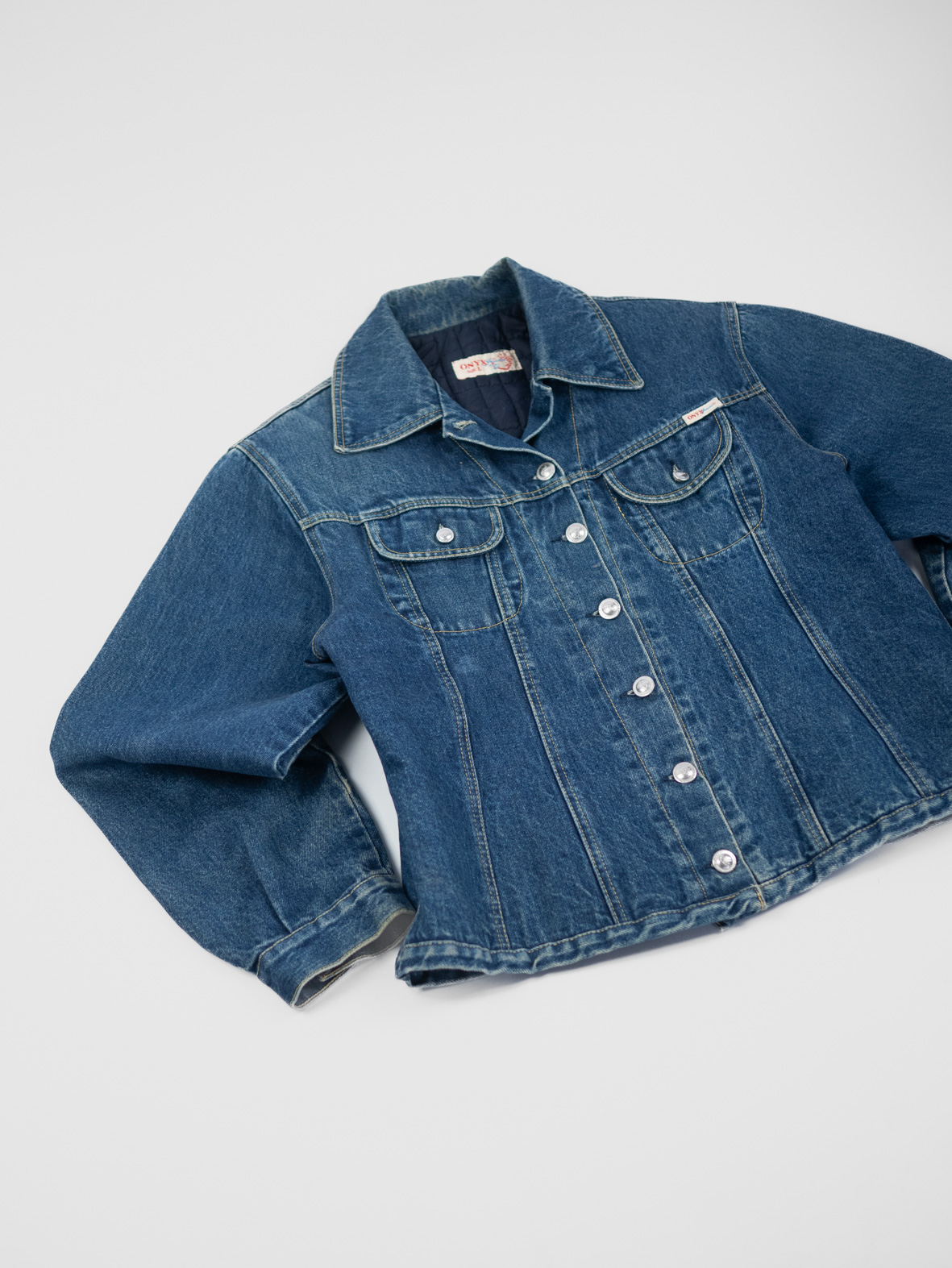 90s Onyx Quilted-Lined Denim Jacket - M - Image 11