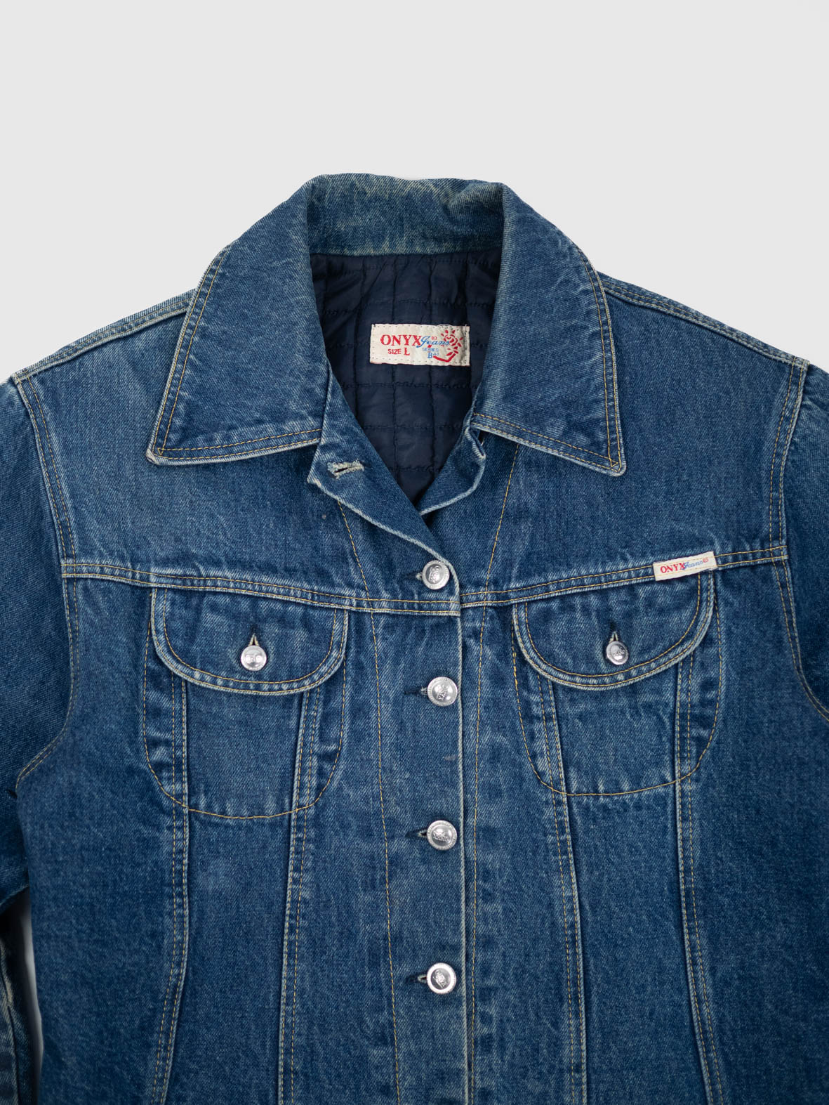 90s Onyx Quilted-Lined Denim Jacket - M - Image 10