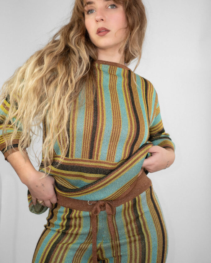 70s-Inspired Striped Two-Piece Set (Missoni Vibes) - M