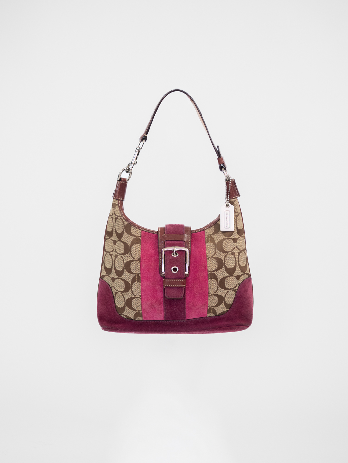 Rare Vintage Coach Hampton Signature Suede Stripe Bag