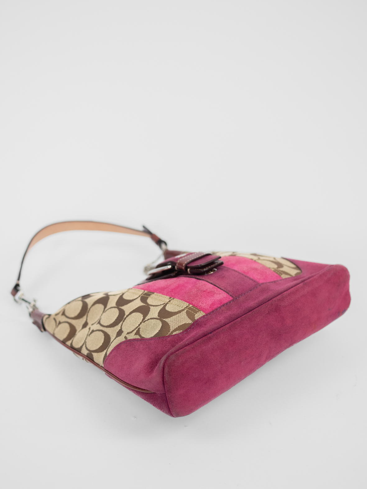 Rare Vintage Coach Hampton Signature Suede Stripe Bag - Image 3