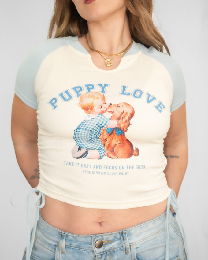 00s Puppy Love Y2K Baby Tee - S
