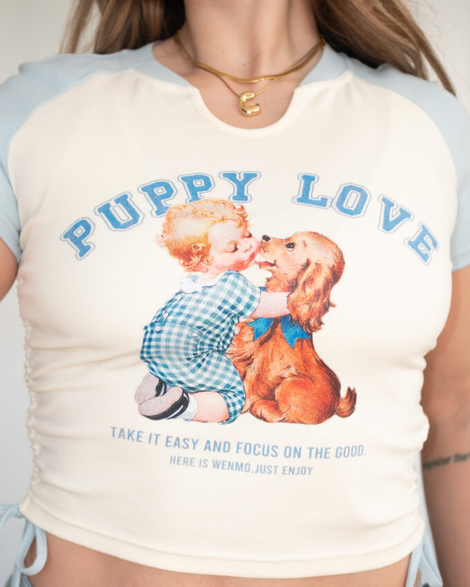 00s Puppy Love Y2K Baby Tee - S