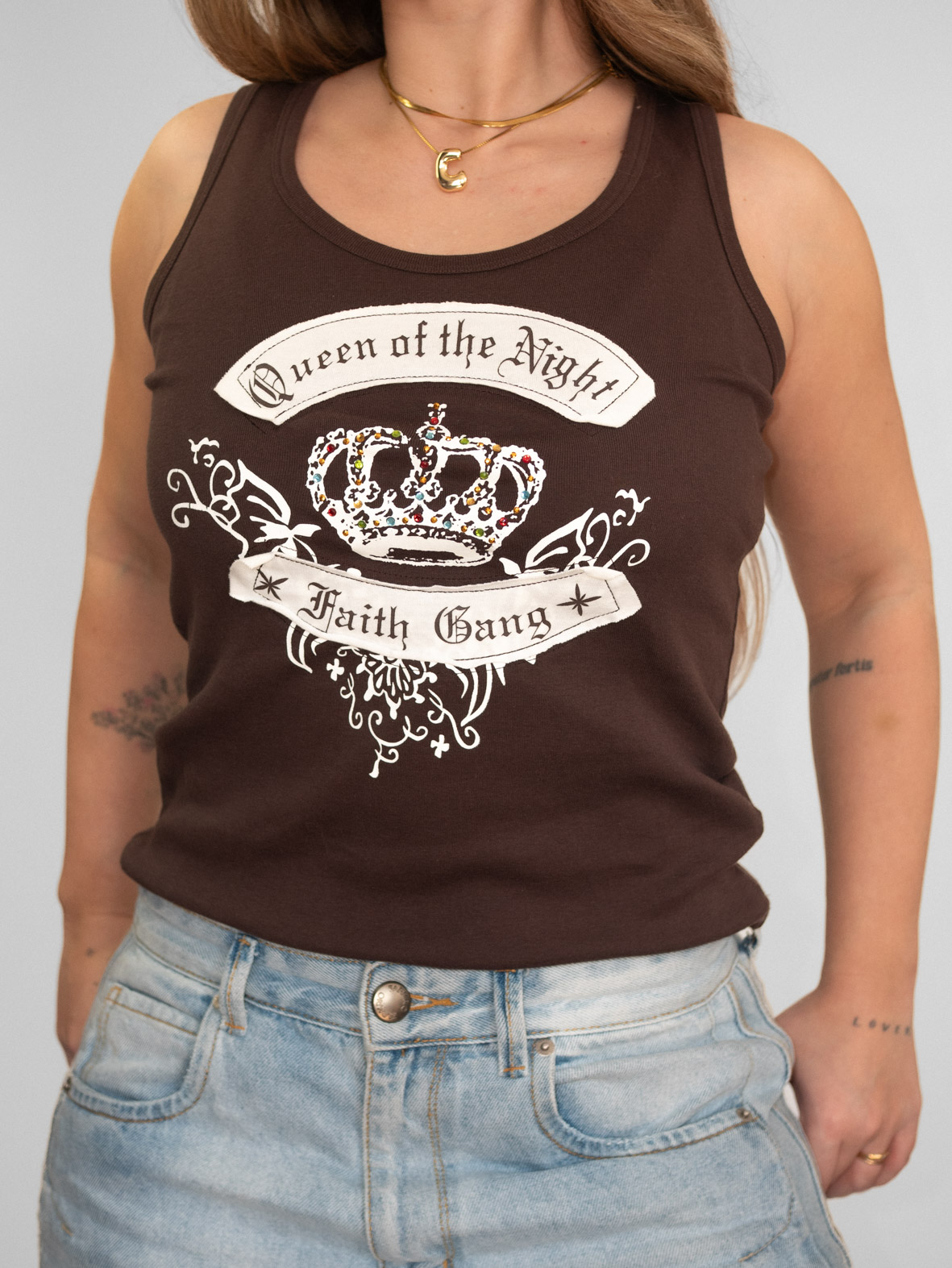 00s Queen of the Night Rhinestone Tank - M - Image 2