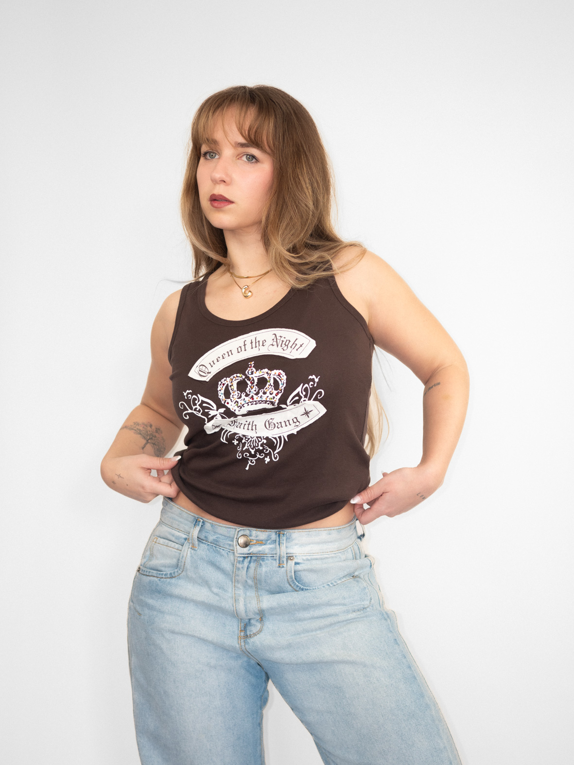 00s Queen of the Night Rhinestone Tank - M
