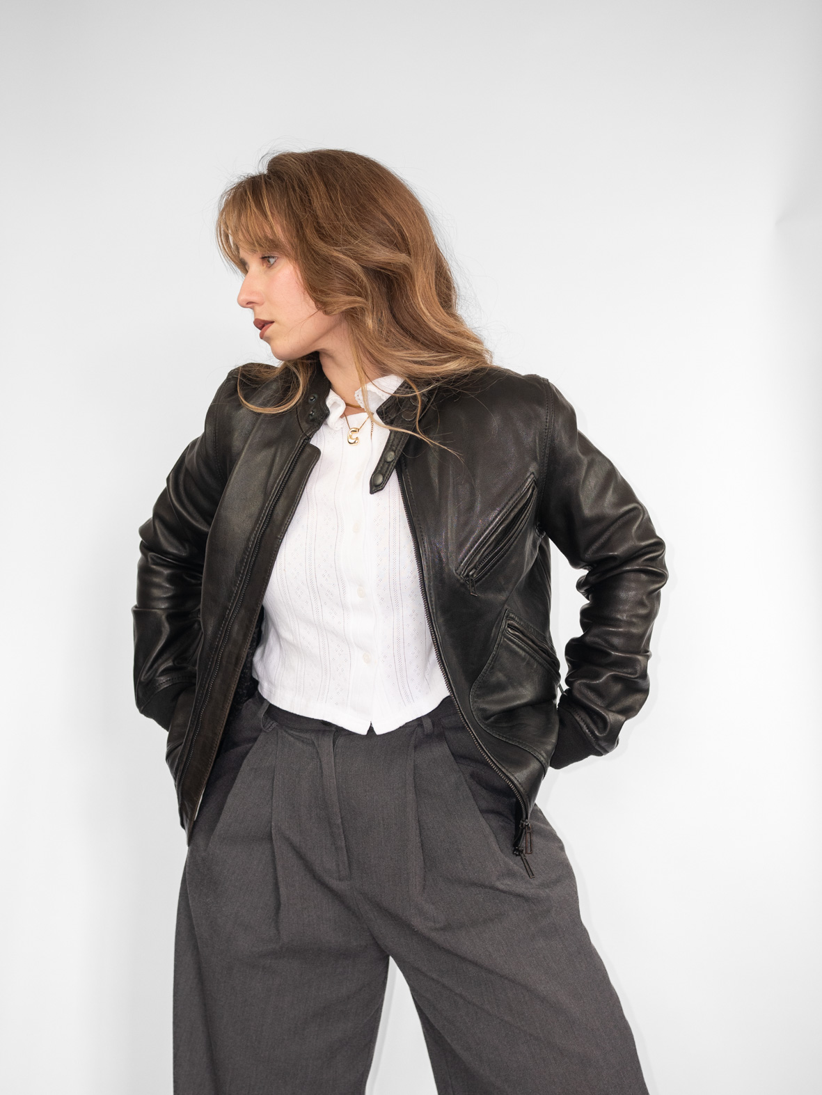 Midnight Rider Vintage Leather Jacket - M - Image 4