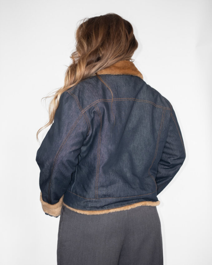 Vintage Denim Faux Fur Shearling Jacket - M