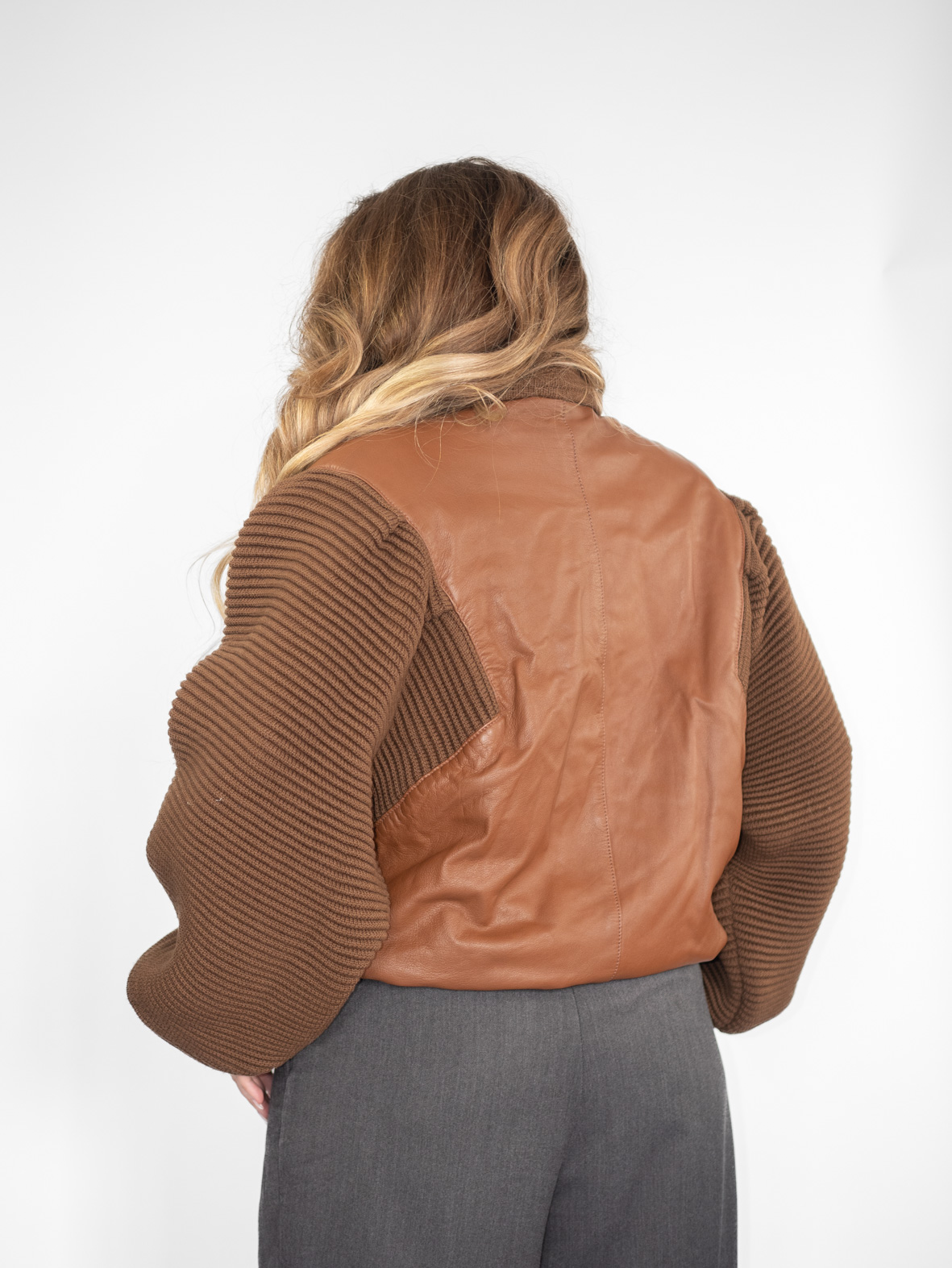One of a Kind Vintage Camel Brown Wool & Leather Jacket - M - Image 5