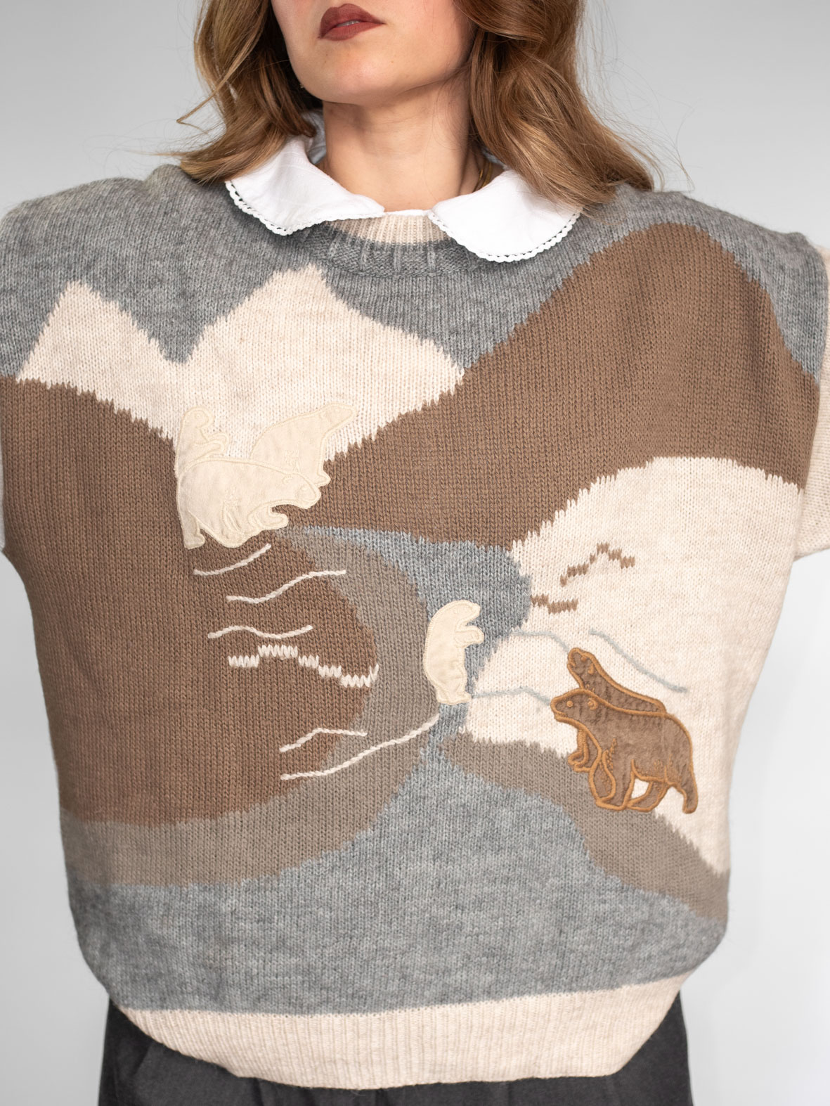 Oversized Vintage Arctic Graphic Knit Sweater - L - Image 5