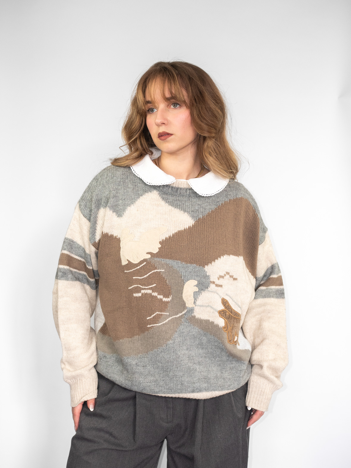 Oversized Vintage Arctic Graphic Knit Sweater - L - Image 4