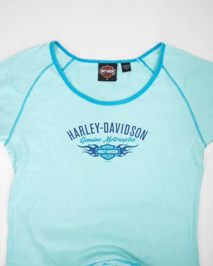 00s Harley Davidson Baby Tee – Aqua - M