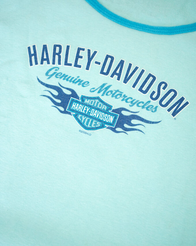 00s Harley Davidson Baby Tee – Aqua - M