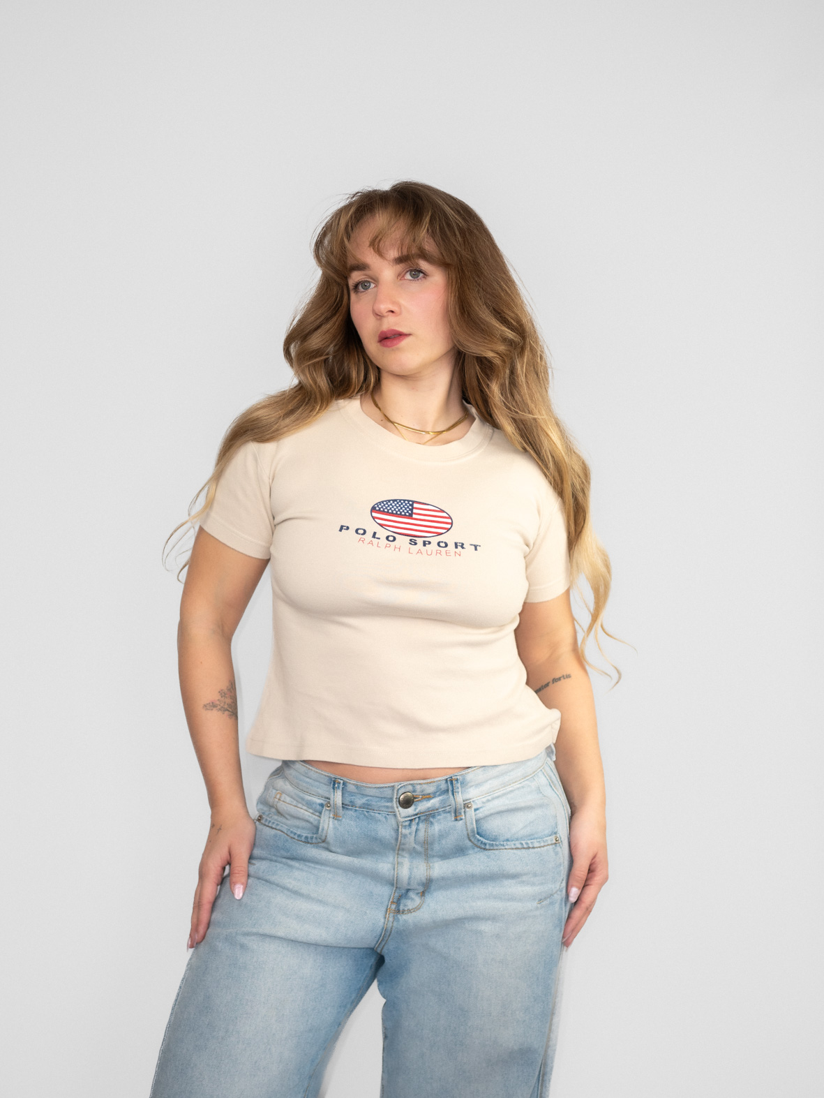 Polo Sport Beige Cotton 00s Baby Tee - M - Image 3