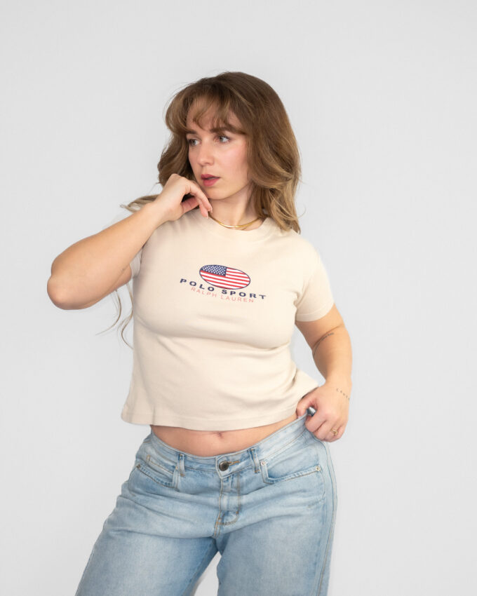 Polo Sport Beige Cotton 00s Baby Tee  - M