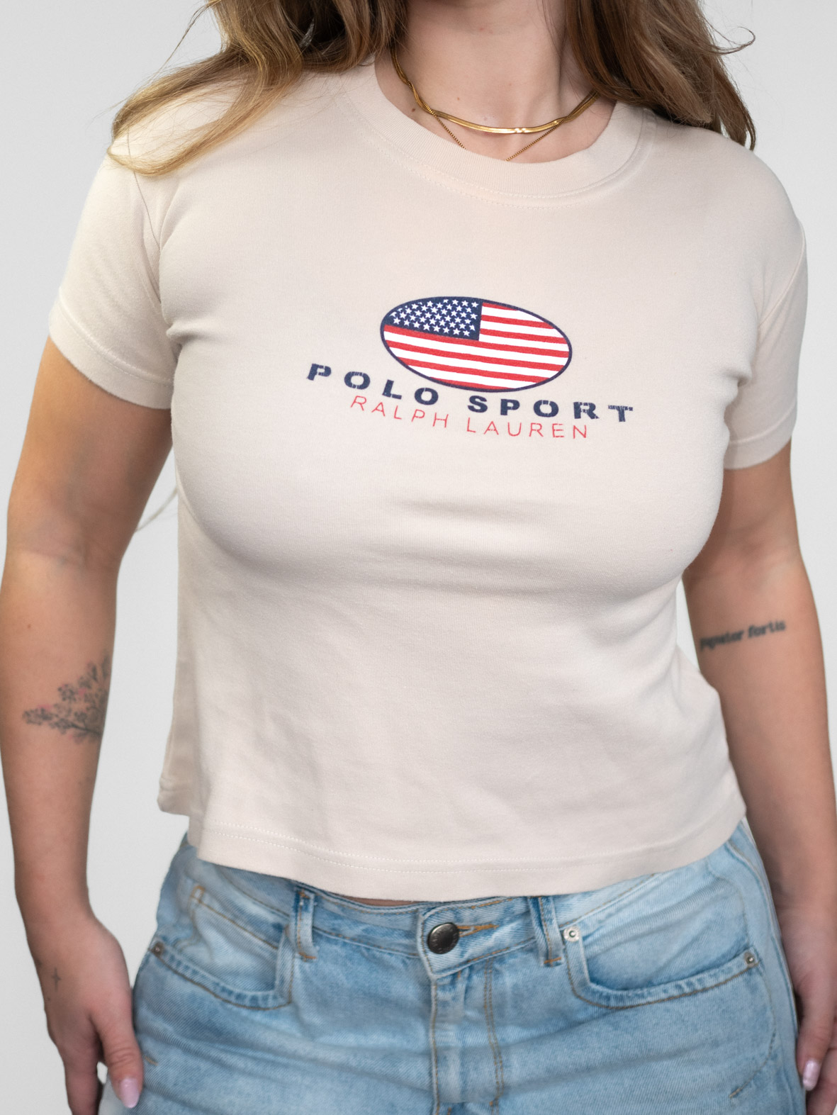 Polo Sport Beige Cotton 00s Baby Tee - M - Image 4