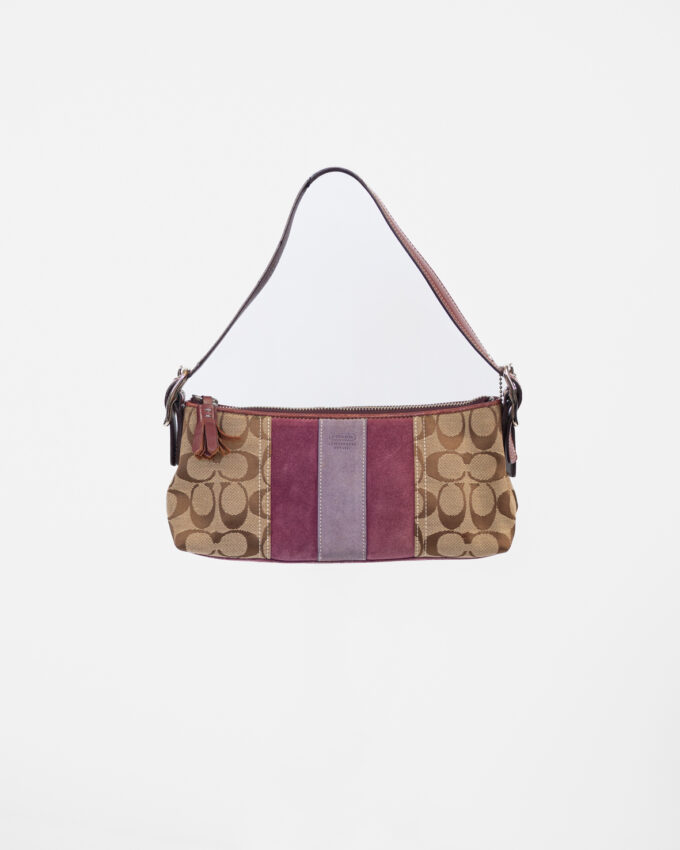 Rare Coach Monogram Shoulder Bag (Lilac Suede, 00s)