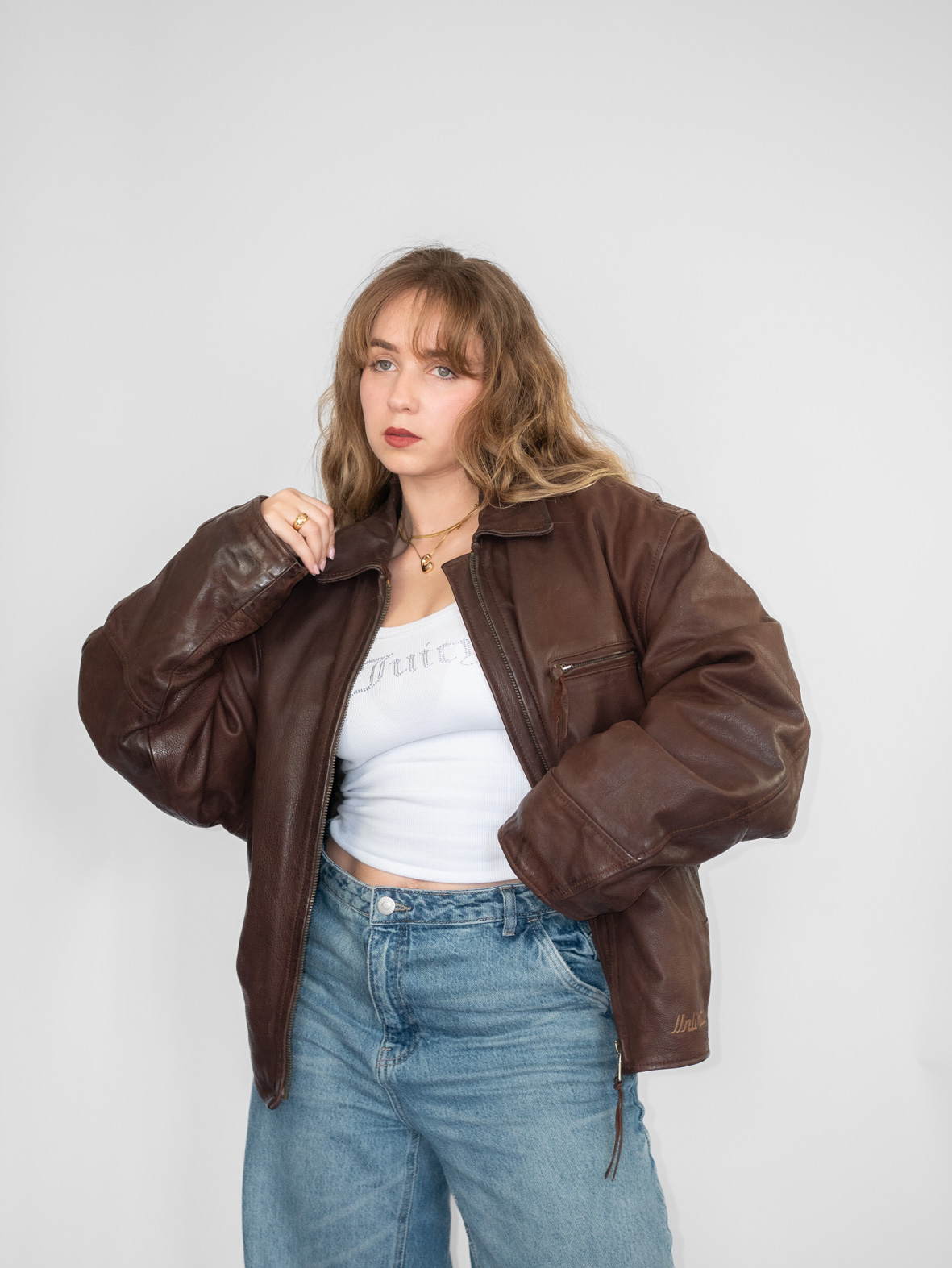 Vintage Dark Brown Unlimited High Quality Minimal Leather Jacket - L - Image 5