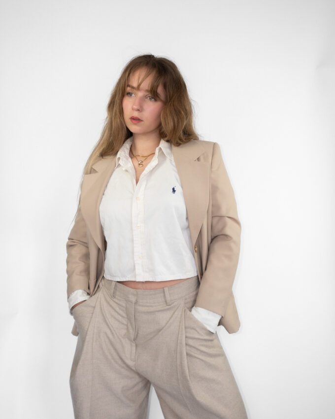 Fitted Beige Vintage Blazer - S