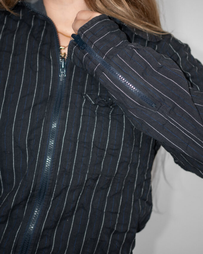 Reversible Pine Stripes Vintage Zip Cotton Shirt - M