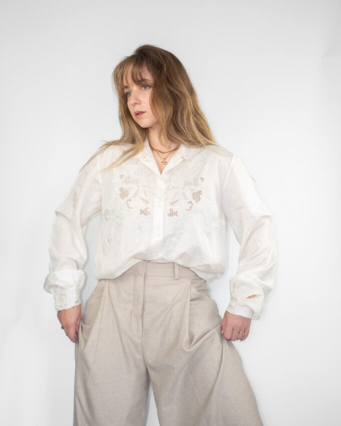 100% Silk Lace Vintage Blouse  - M/L