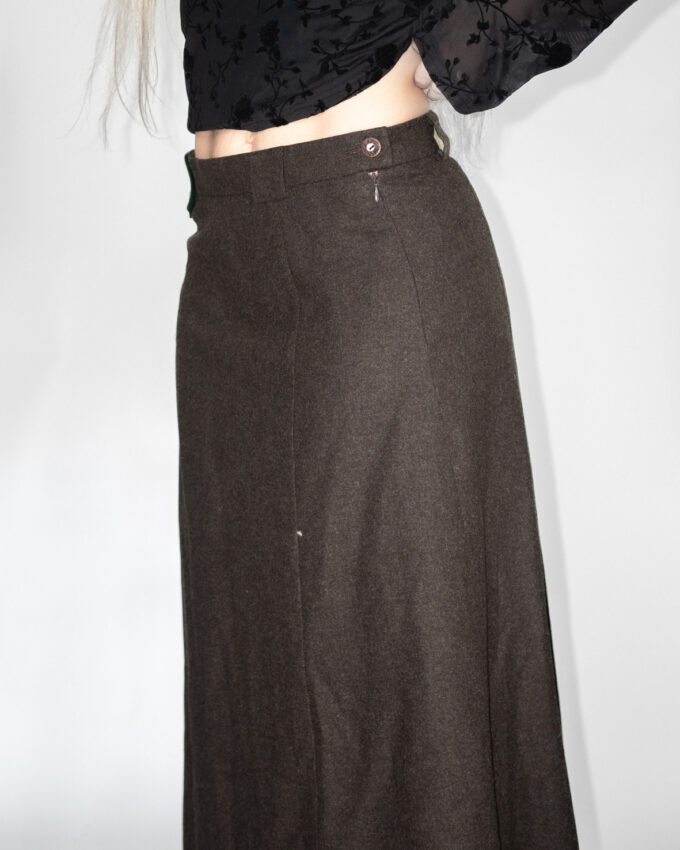 Brown Wool Vintage Maxi Skirt - S/M