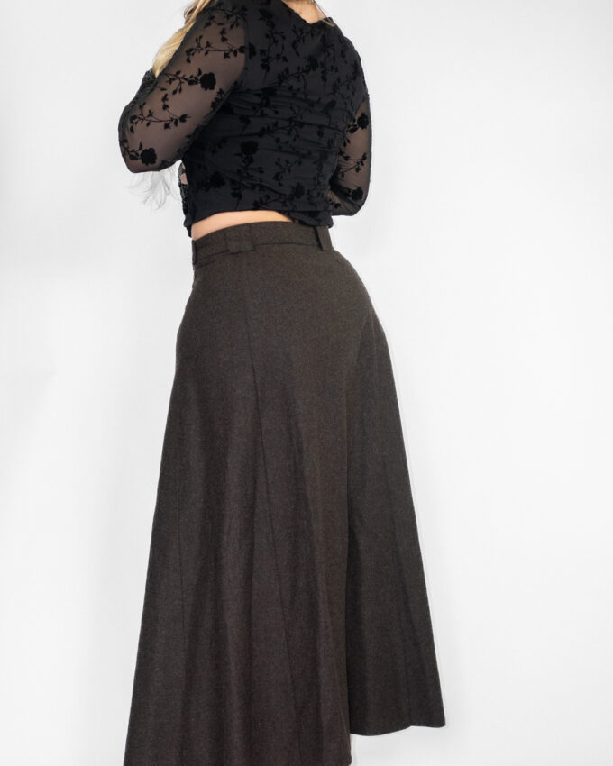 Brown Wool Vintage Maxi Skirt - S/M