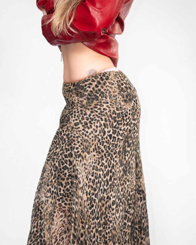00s Layered Leopard Mesh Skirt - S-M