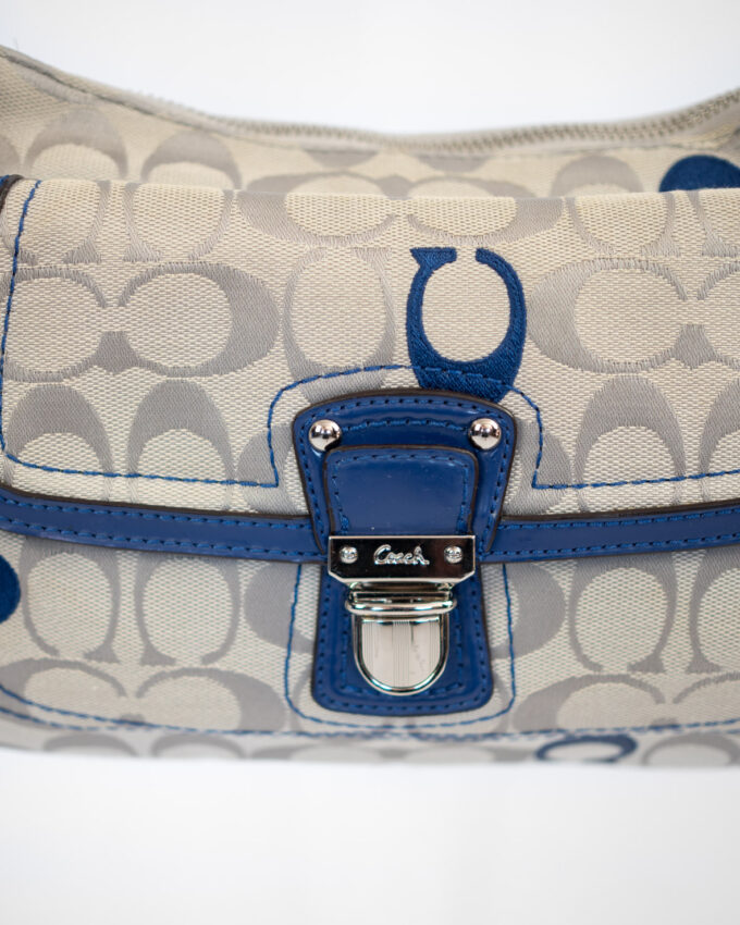 Vintage Coach Mini Shoulder Bag (Cream & Blue Details)