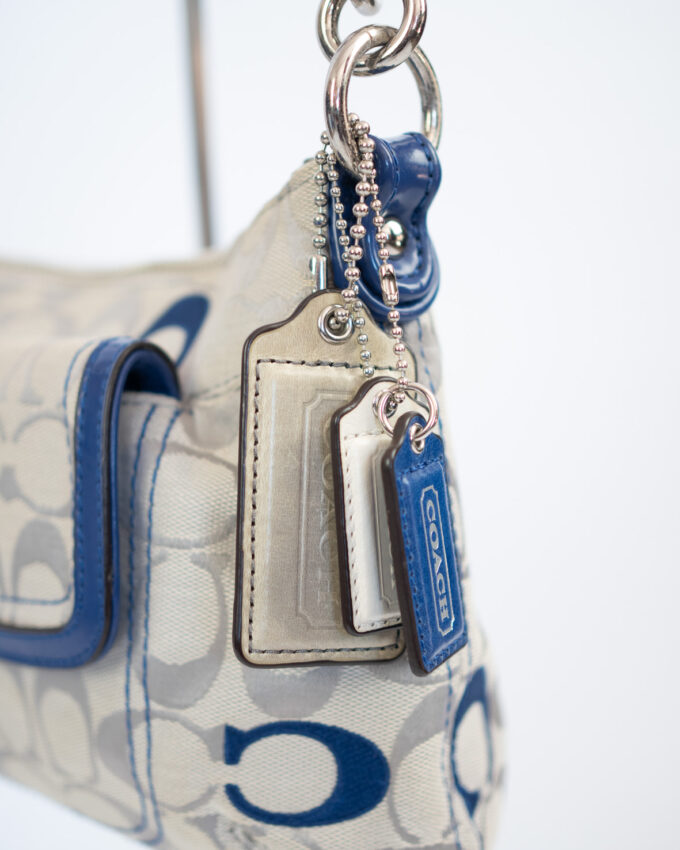 Vintage Coach Mini Shoulder Bag (Cream & Blue Details)