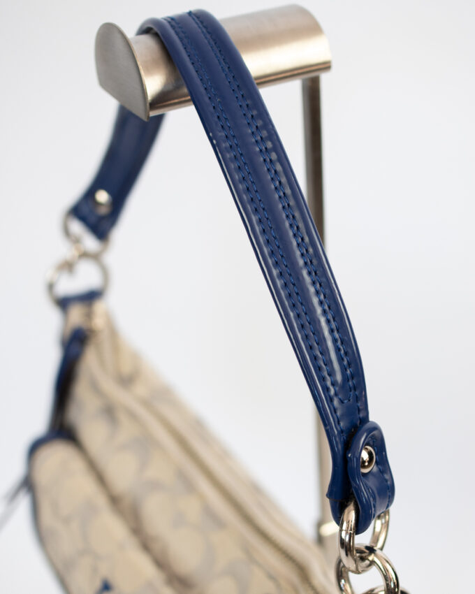 Vintage Coach Mini Shoulder Bag (Cream & Blue Details)