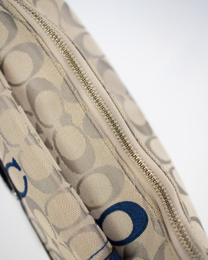Vintage Coach Mini Shoulder Bag (Cream & Blue Details)