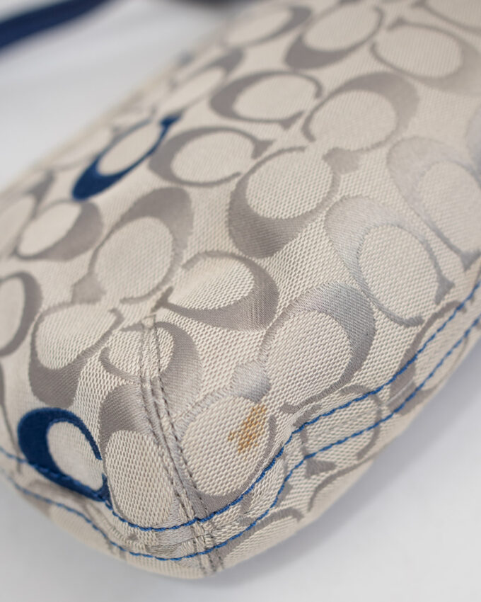 Vintage Coach Mini Shoulder Bag (Cream & Blue Details)