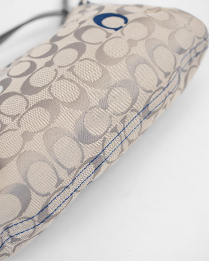 Vintage Coach Mini Shoulder Bag (Cream & Blue Details)