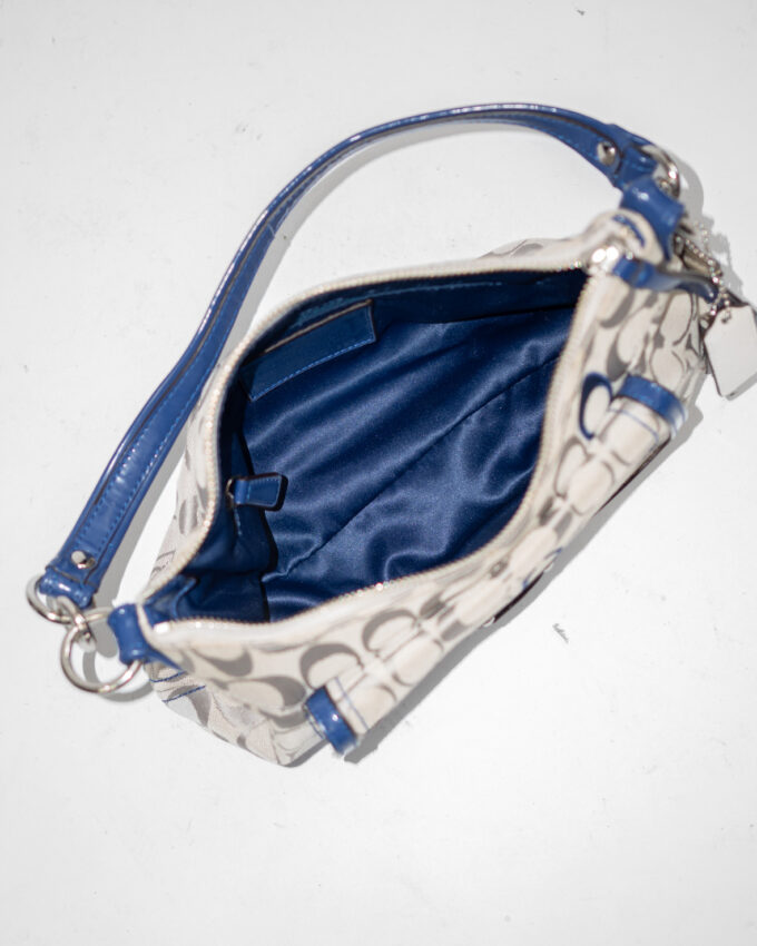 Vintage Coach Mini Shoulder Bag (Cream & Blue Details)