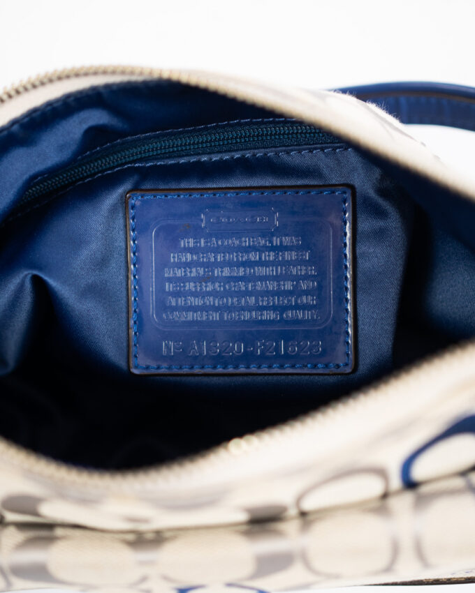 Vintage Coach Mini Shoulder Bag (Cream & Blue Details)