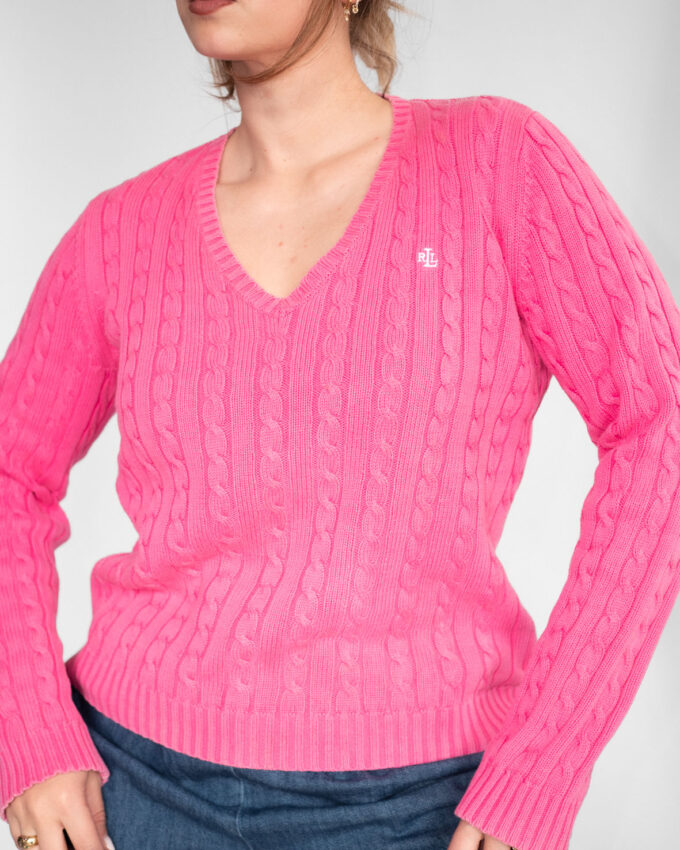 Polo Ralph Lauren Pink Cable Knit (100% Cotton) - S/M