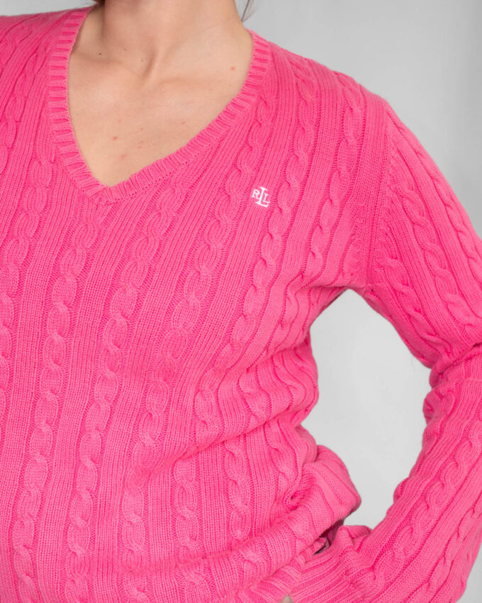 Polo Ralph Lauren Pink Cable Knit (100% Cotton) - S/M